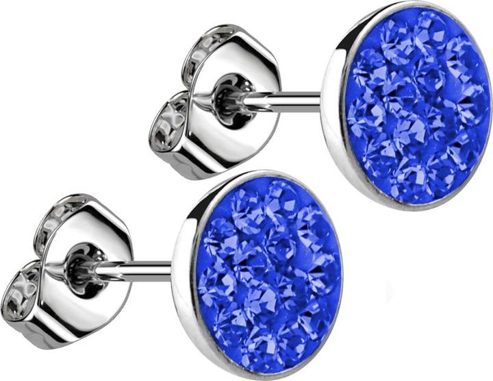 Produktbild Star Piercing Ohrstecker silber Teller Kristall dunkelblau (Chirurgenstahl 316L, ohne Messing)