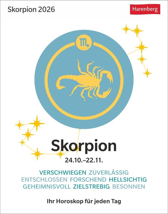Energy Label Harenberg Skorpion Sternzeichenkalender 2026 - Tagesabreisskalender - Ihr Horoskop für jeden Tag (German)