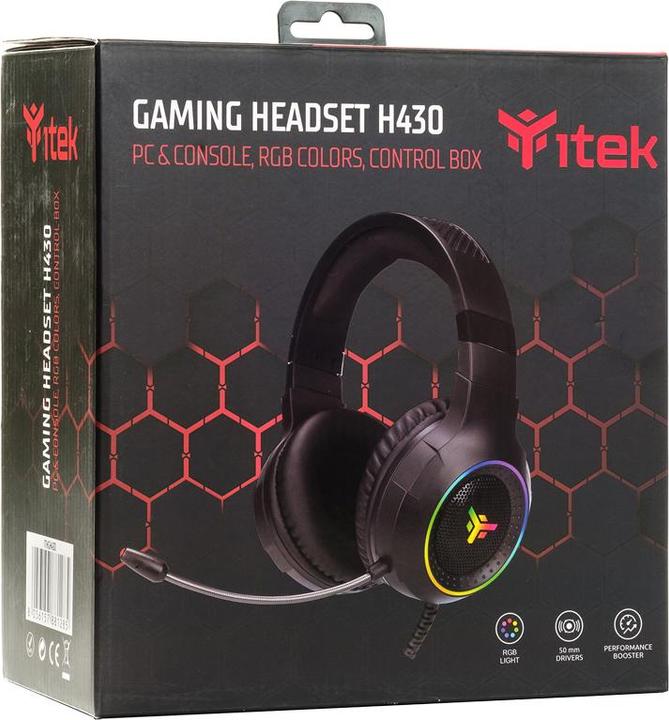 Actual product image Itek Casque Gamer filaire compatible H430 7.1 RGB (Noir) (Cable)