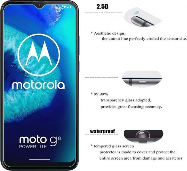 Produktbild Screenguard Motorola Moto G8 Power Lite Full Screen Panzerglas Schutzfolie 2.5D 9H (1 Stück, Motorola Moto G8 Power Lite)