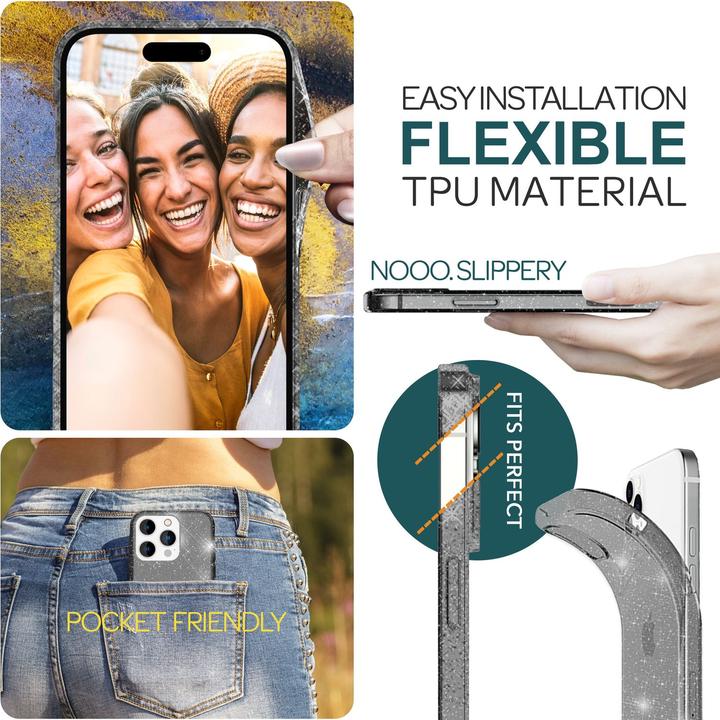 Produktbild Nalia Klare Glitzer Silikon Hülle (Apple iPhone 15 Pro Max)