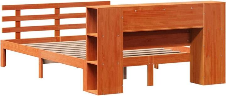 Produktbild VidaXL Massivholzbett Holzbett Bett mit Regal ohne Matratze Wachsbraun 120x200cm (120 x 200 cm)