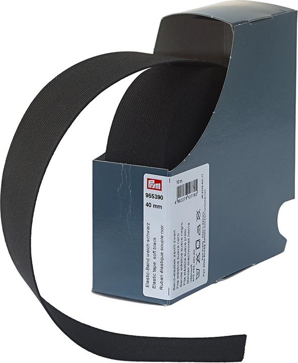 Immagine prodotto Prym Nastro elastico morbido, nero 40 mm, cassetta 10 m