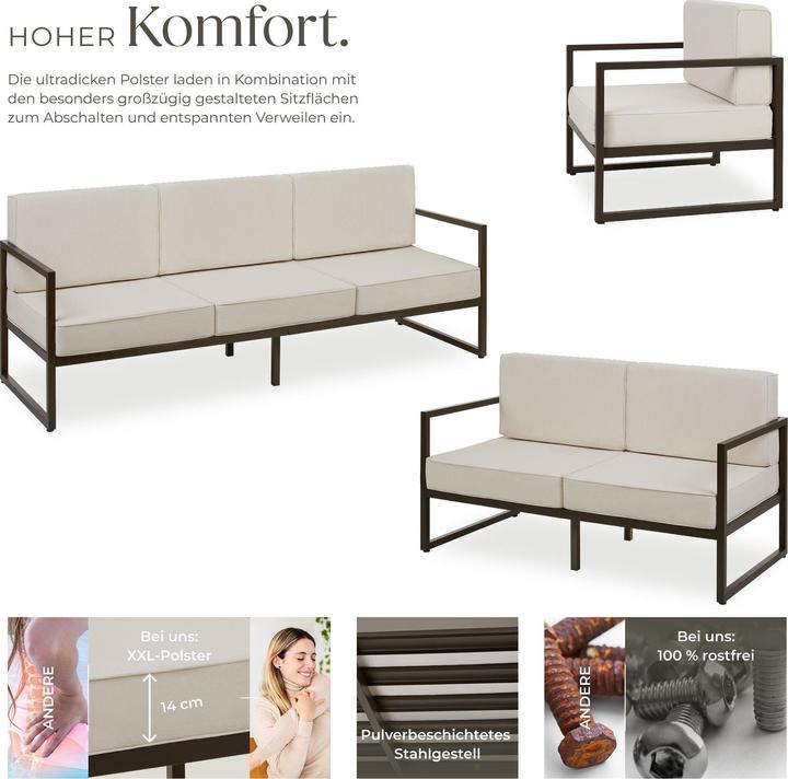 Produktbild tectake Garten-Loungeset Comosa für 6 Personen, XXL-Polsterung