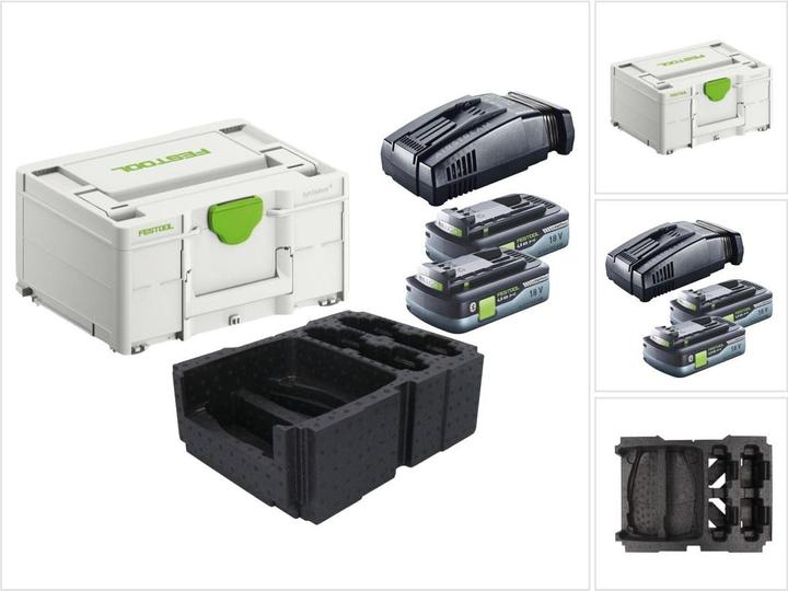 Actual product image Festool Energy Set: 2x Batteries BP 18 Li 4.0 Ah HPC-ASI 4.0Ah 18V + Charger SCA 16 10.8V-18V (2x (18 V)
