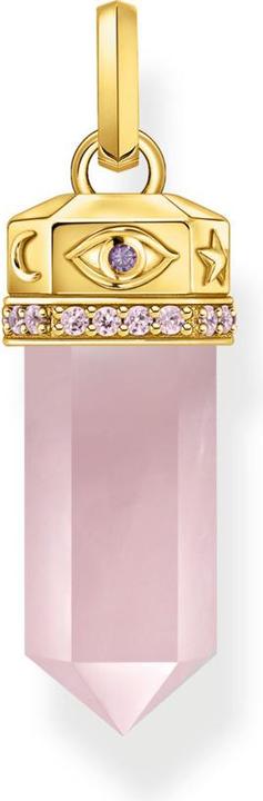 Thomas Sabo Kettenanhänger mit Rosenquarz-Kristall vergoldet (925er Silber, 750 Gelbgold Vergoldung)