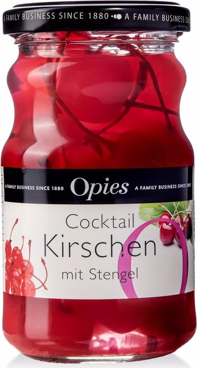 Produktbild Opies Cocktail-Kirschen mit Stengel (225 g)