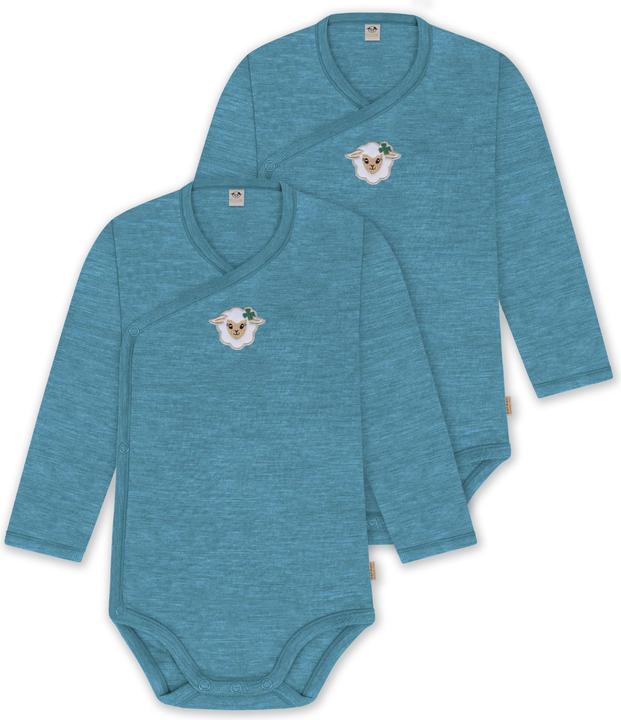 Normani 2er Pack Baby-Body Basic Merino Wickelbody Langarm mit Knopf - 9347