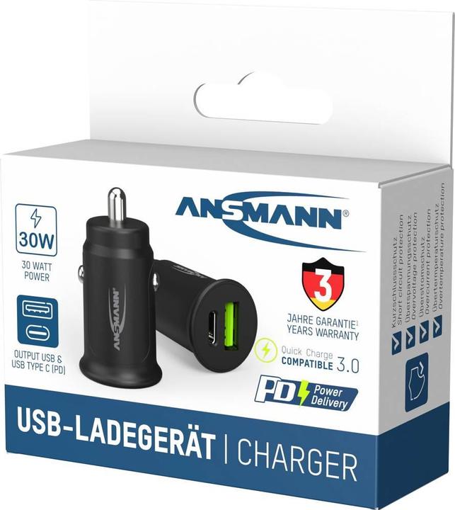 Image du produit Ansmann Chargeur InCar Charger 12-24V DC/3000mA/30W/KFZ/USB/USBC/5V