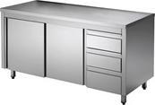 Image du produit Gastro Hero Armoire de travail ECO en inox avec porte battante et tiroirs (140 cm, 85 cm)