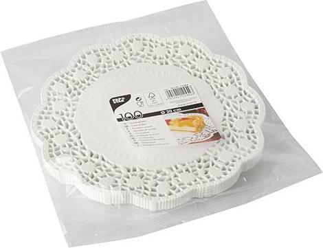 Immagine prodotto Papstar Pizzo per torte, rotondo, diametro: 200 mm, carta bianca goffrata, 40 g/m², certificato FSC