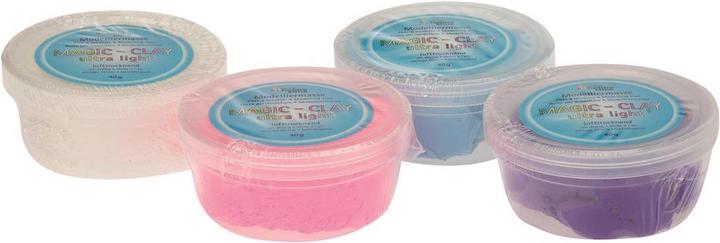 Produktbild hobbytime Magic-Clay ultra-light 4x40g weiss, hellblau, rosa, violett