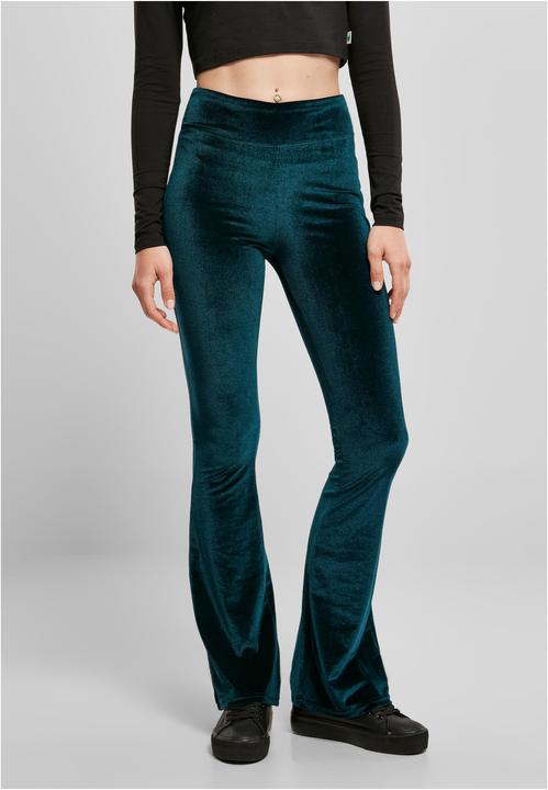 Actual product image Urban Classics Ladies High Waist Velvet Boot Cut Leggings (M)