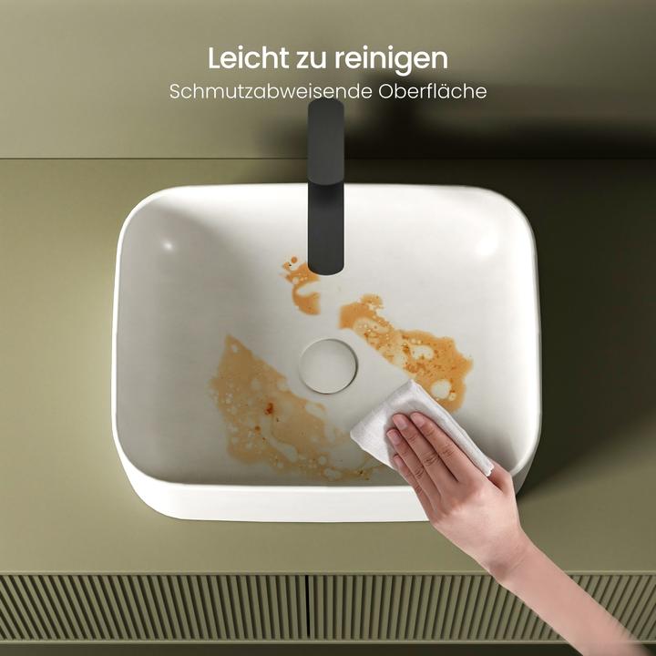 Immagine prodotto Emke Lavabo di design Lavabo da appoggio Bianco Opaco Lavabo in ceramica di alta qualità Bagno Facile da (380 mm, 610 mm)