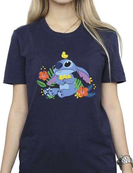 Actual product image Disney Womens/Ladies Lilo & Stitch Birds Cotton Boyfriend T-Shirt (3XL)