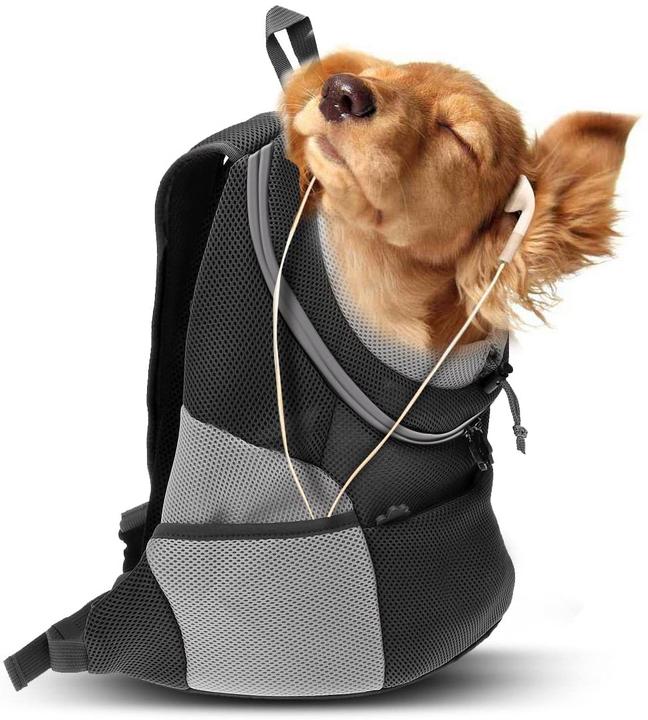 Produktbild Petcute Rucksack für Haustiere (M, bis 2.7kg, Schwarz) (Katze, Reflektoren, Komplett zu öffnen, Waschmaschinenfest)