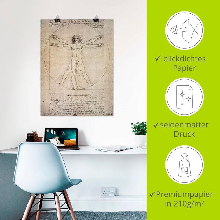 Immagine prodotto Artland Poster Disegno di proporzioni, dopo Vitruvio. 1490 T6SM (45 x 60 cm)