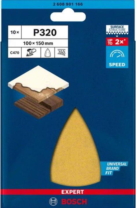 Produktbild Bosch Professional Zubehör EXPERT C470 Schleifpapier mit 7 Löchern für Multischleifer, 100 x 150 mm, G 320, 10-tlg. (320)
