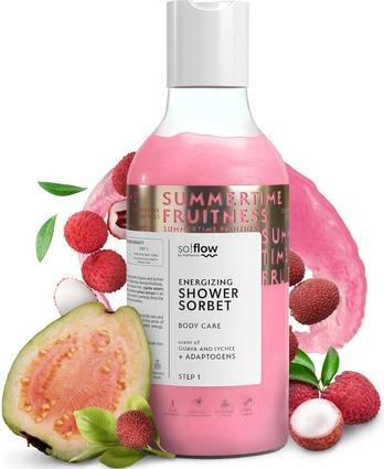 Actual product image SoFlow So!Flow Energizing Guava & Lychee Sorbet Shower Gel with Hordeum Vulgare for an Energizing and Refre