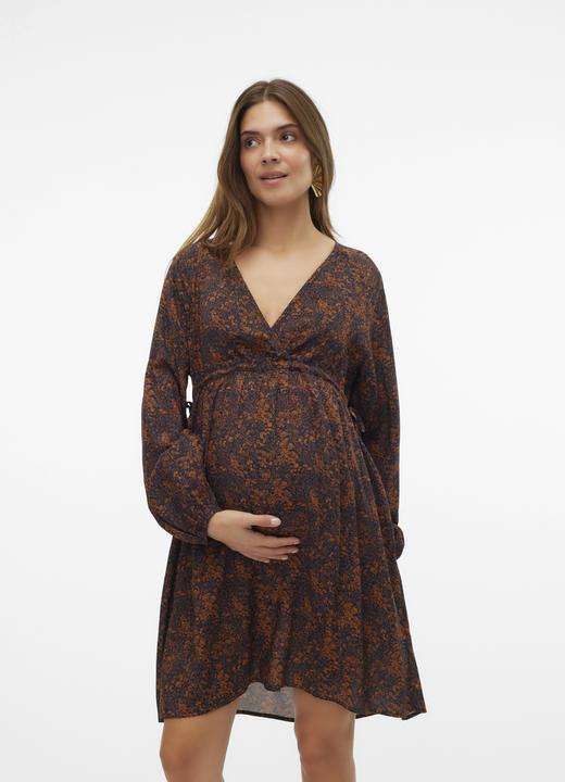 Produktbild Mamalicious Normal geschnitten V-Ausschnitt Elastische Bündchen Ballonärmel Kurzes Kleid Kleid (S)