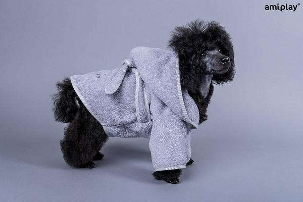 Produktbild amiplay Hunde-Bademantel SPA, 50 cm, grau (Hundebademantel)
