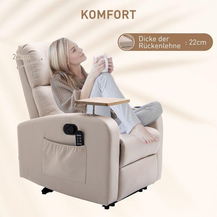Produktbild Swisshandel24 Relaxsessel mit Massage und FB, Fernsehsessel, Mikrofaser, Beige