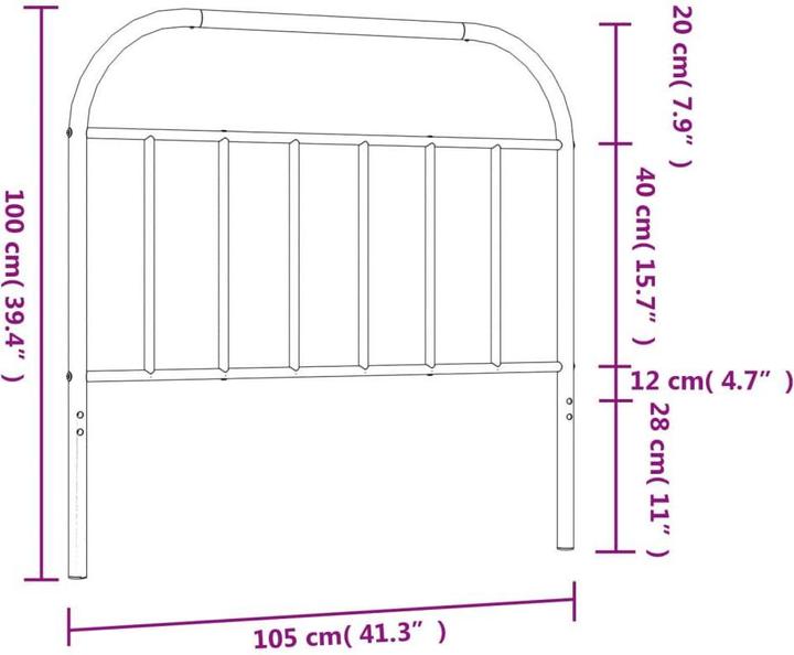 Immagine prodotto VidaXL Kopfteil Metall Weiss 100 cm, Farbe: Weiss (105 x 3 x 100 cm)