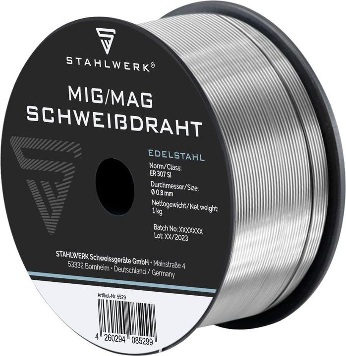 Actual product image Stahlwerk Welding wire MIG MAG stainless steel ER 307 Si 0.8 mm 1 kg wire reel