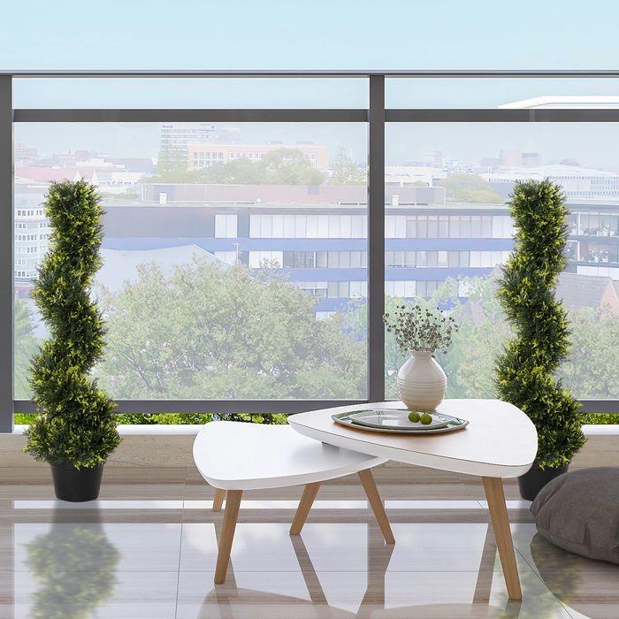 Produktbild Swisshandel24 2er Set künstliche Zedernbaum gross 90 cm Kunstpflanze für Wohnzimmer Büro (90 cm)