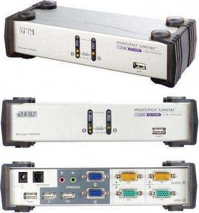 Actual product image Aten CS1742, 2-Port USB Hub KVM Switch with VGA Dual-View