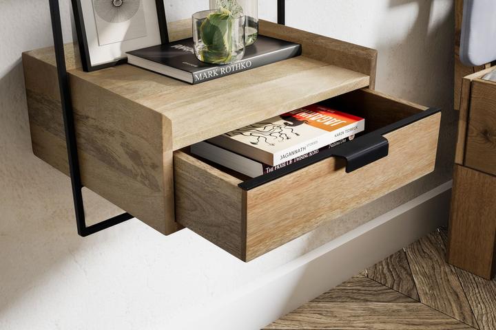 Produktbild FineBuy Nachttisch Nachtkonsole 44x45x35 cm Massivholz Hängend Boxspringbett