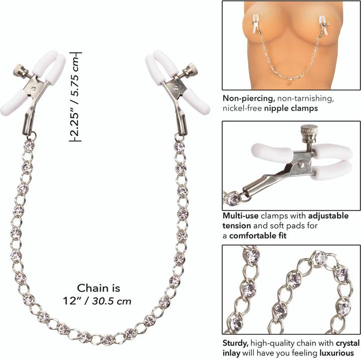 Image du produit CalExotics Pinces à tétons en chaîne en cristal