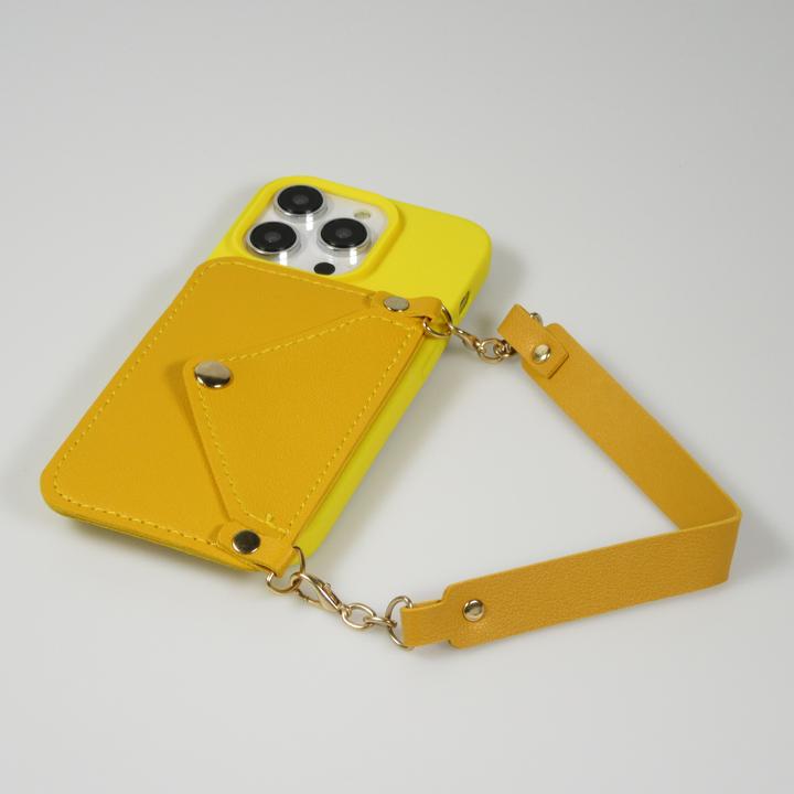 Immagine prodotto PhoneLook Cover in silicone morbido al tatto con tasca in pelle per carte o soldi e cordino integrato (Apple iPhone 14 Pro)