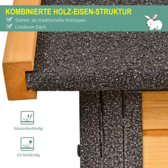 Produktbild Swisshandel24 Kaninchenstall erhöhtes Haustier Haus mit Abschliessbare Tür Outdoor Holz-Metall Hellgelb 122 x 63 x