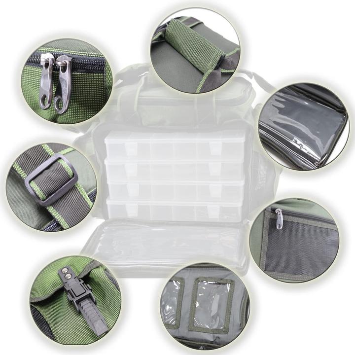 Actual product image QMBasic Fishing tackle box bag incl. 4 tackle boxes