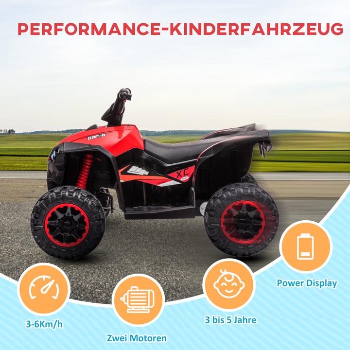Produktbild Homcom Elektro-Quad Kunststoff, Metall Schwarz+Rot (12 V)