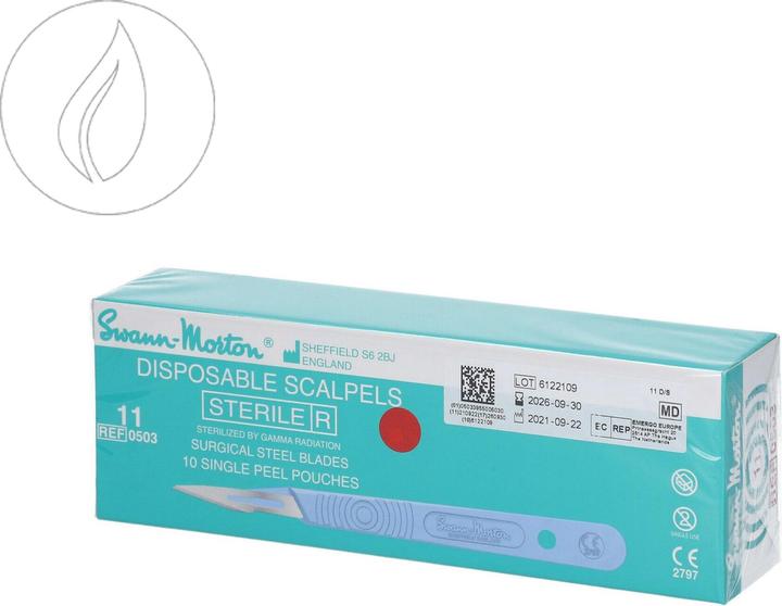 Actual product image Swann Morton Disposable Scalpels Sterile No.11 Box