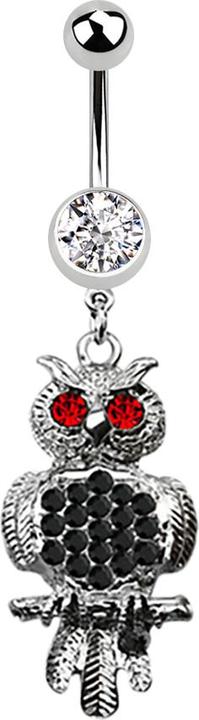 Immagine prodotto Star Piercing Banana argento con ciondolo gufo rosso e nero (Acciaio chirurgico 316L, senza ottone)