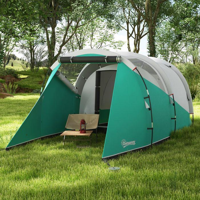 Produktbild Swisshandel24 Tunnelzelt Campingzelt 5 Personen Familienzelt 2 Räume Tragetasche 3000mm Gruppenzelt Grün (Tunnelzelt, 5 Personen)