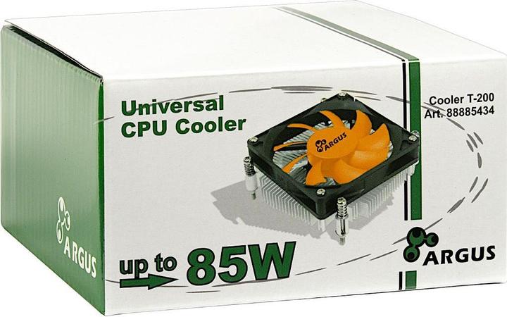 Actual product image Intertech Argus T-200 Active all-in-one CPU cooler for almost all common processors and a TDP with up to 85W (80 mm)