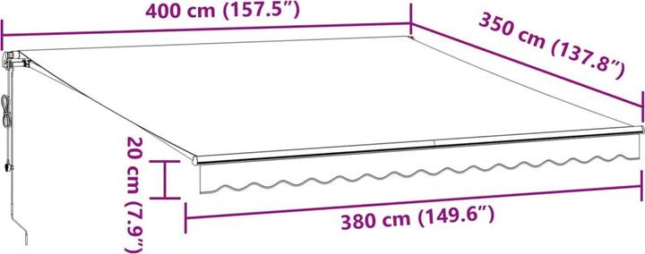 Actual product image VidaXL Markise Gelenkarmmarkise Sonnenmarkise Balkon Automatisch 400x350cm (4 m)
