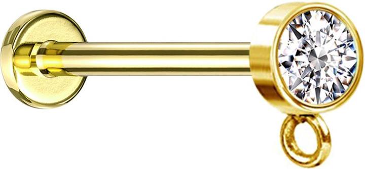Immagine prodotto Star Piercing Micro labret filo interno placcato oro con anello cilindrico in cristallo d'argento per ciondolo (senza ottone, Acciaio chirurgico 316L)
