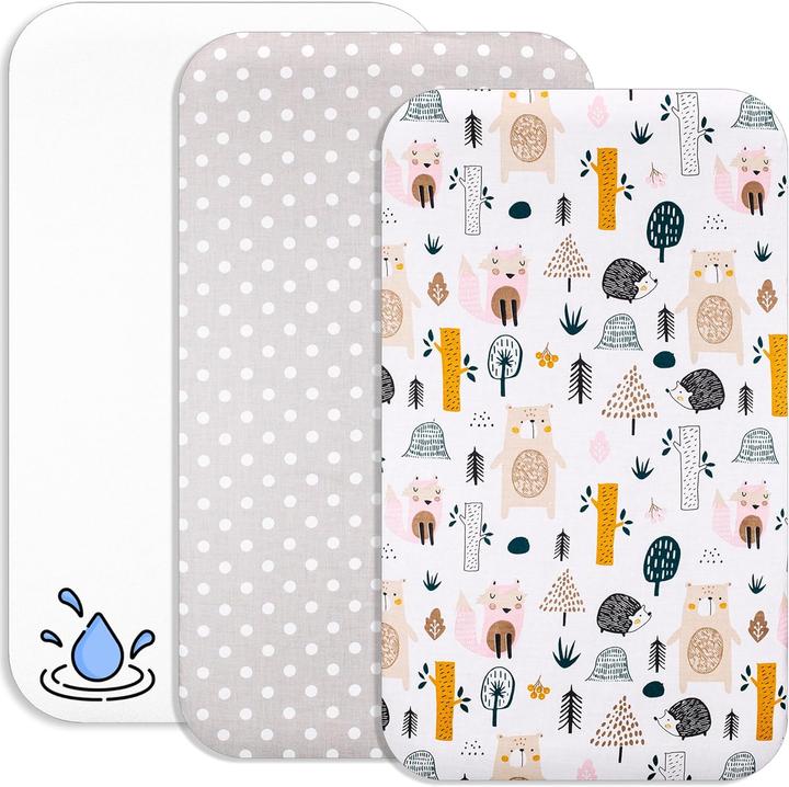 ‎Lovely Hippo 3-teiliges Baby-Spannbettlaken-Set (50 x 83 cm)