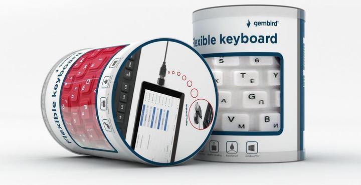 Produktbild Gembird FLEXIBLE USB ENG/Juodas KB-109F-B (DE, Kabelgebunden)