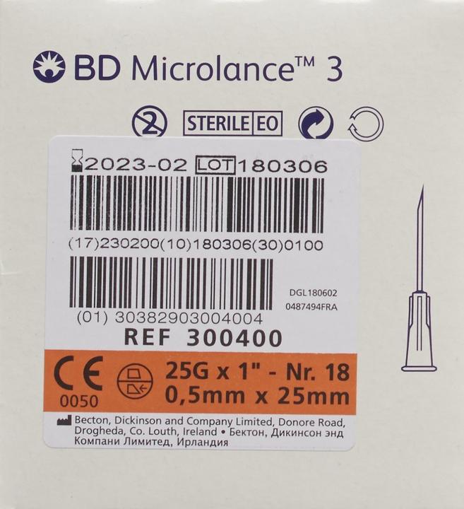 Actual product image BD Microlance 3 Injection Cannula 0.50x25mm orange 100 pcs.
