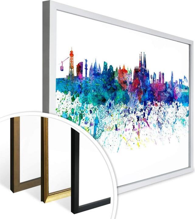 Produktbild Trenddeko Barcelona Aquarell Skyline (120 x 100 cm)
