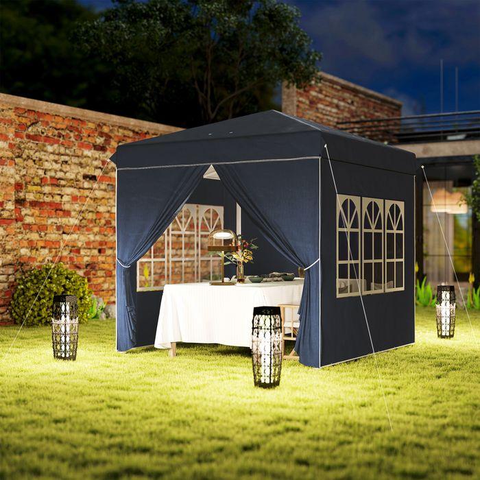 Produktbild Swisshandel24 Faltpavillon 2,5x2,5m, wasserabweisend mit 4 Seitenteilen, Dunkelblau (250 cm, 250 cm)