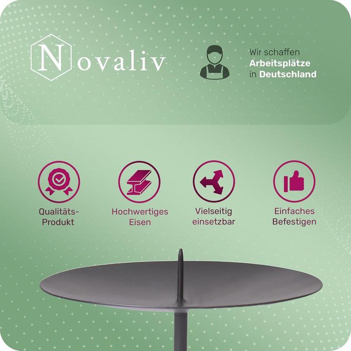 Image du produit Novaliv 4x Pique à bougie, 6 cm NOIR, pour couronne de l'Avent, épingle à bougie, couronne de Noël