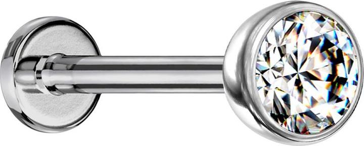Produktbild Star Piercing Micro Threadless Labret silber Halbkugel mit Kristall silber (Titan G23, ohne Messing)
