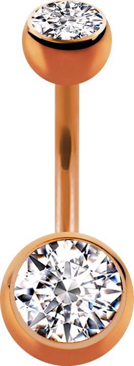 Immagine prodotto Star Piercing Banana oro rosa con due sfere di cristallo argento (Acciaio chirurgico 316L)